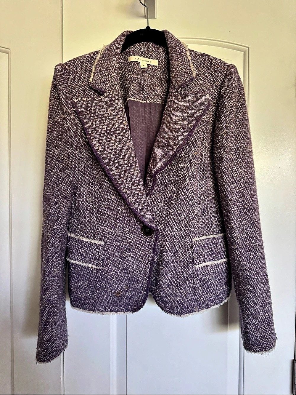 Vintage Y2K Marc Jacobs Wool Tweed Blazer in Purple Size 6